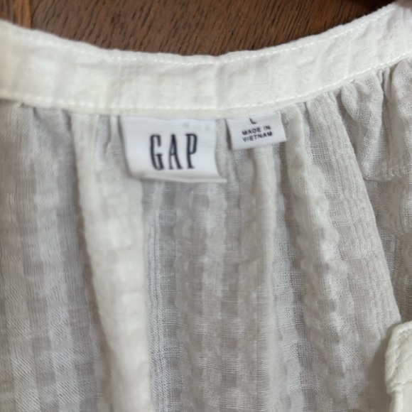 Gap seersucker button front balloon sleeve top - Picture 4 of 8
